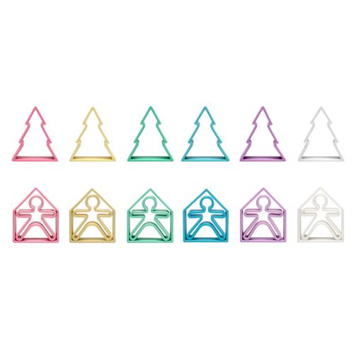 dëna 6 personnages + 6 maisons + 6 arbres pastel